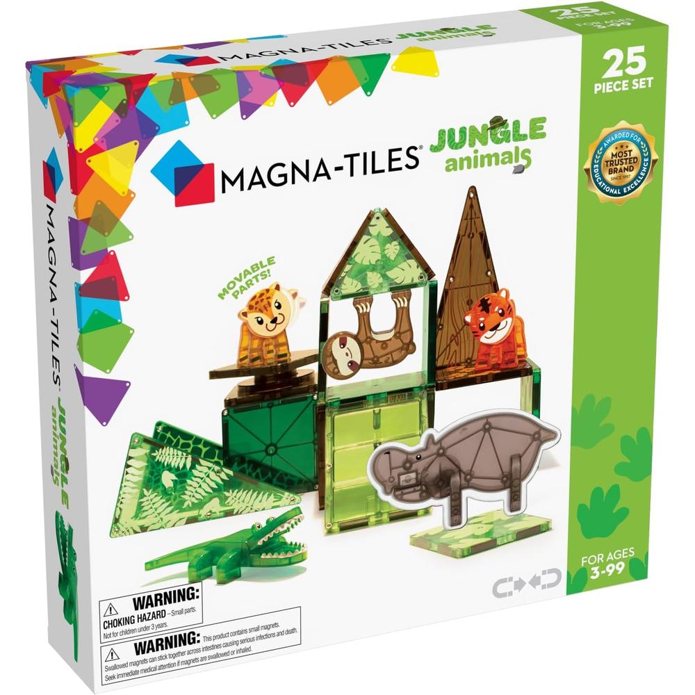 MAGNA-TILES - ANIMALES DE LA JUNGLA 25-PIEZAS SET DE CONSTRUCCIÓN MAGNÉTICO - 1