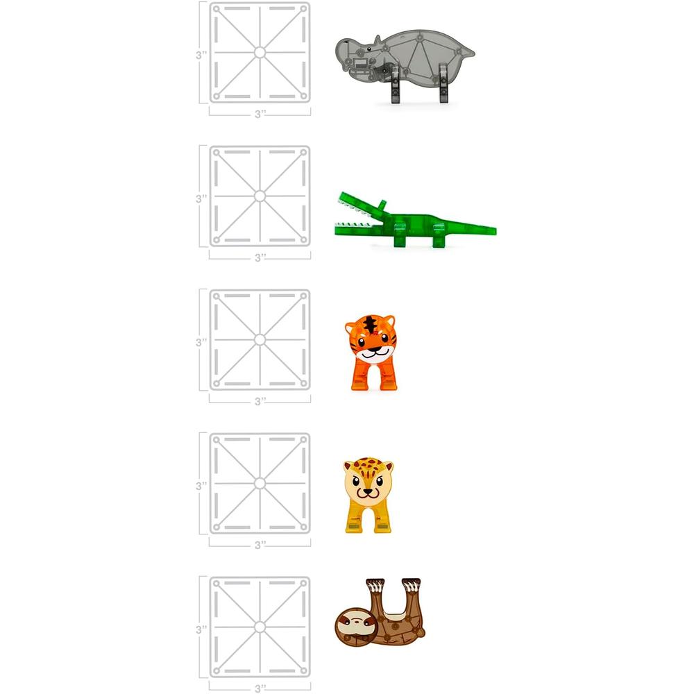 MAGNA-TILES - ANIMALES DE LA JUNGLA 25-PIEZAS SET DE CONSTRUCCIÓN MAGNÉTICO - 5