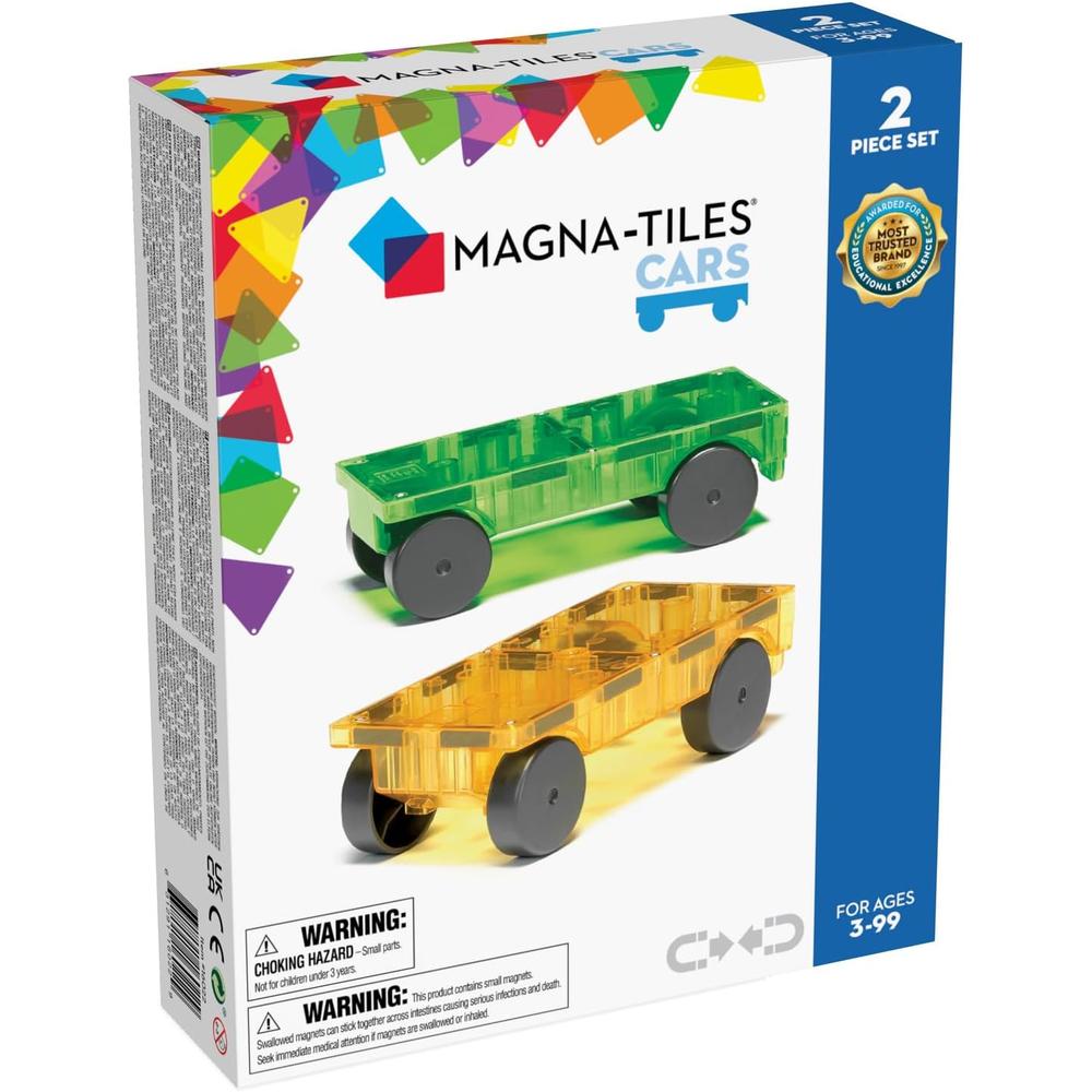 MAGNA-TILES - CARROS – PIEZAS SET DE CONSTRUCCIÓN MAGNÉTICO | VERDE Y AMARILLO - 1