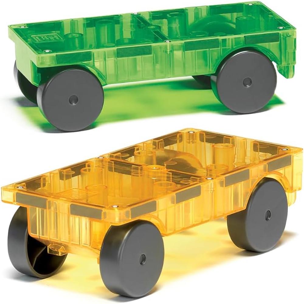 MAGNA-TILES - CARROS – PIEZAS SET DE CONSTRUCCIÓN MAGNÉTICO | VERDE Y AMARILLO - 2