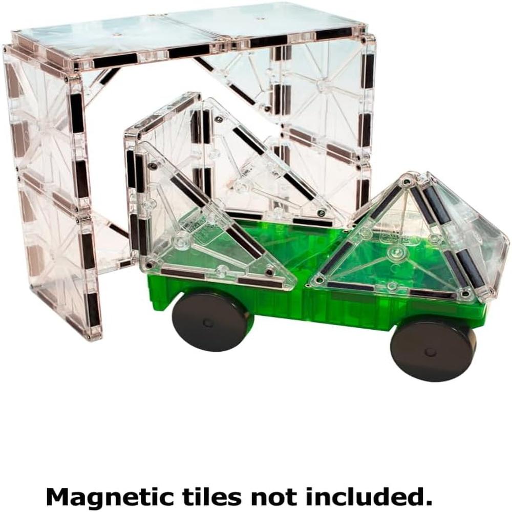 MAGNA-TILES - CARROS – PIEZAS SET DE CONSTRUCCIÓN MAGNÉTICO | VERDE Y AMARILLO - 3