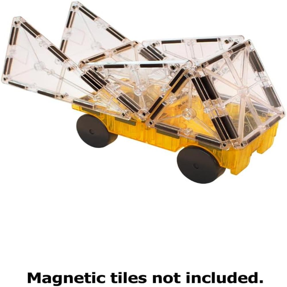 MAGNA-TILES - CARROS – PIEZAS SET DE CONSTRUCCIÓN MAGNÉTICO | VERDE Y AMARILLO - 4