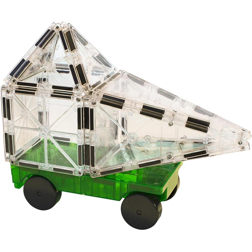 MAGNA-TILES - CARROS – PIEZAS SET DE CONSTRUCCIÓN MAGNÉTICO | VERDE Y AMARILLO - 5