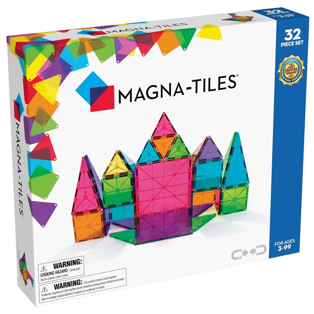MAGNA-TILES - CLÁSICO 32-PIEZAS SET DE CONSTRUCCIÓN MAGNÉTICO - 1