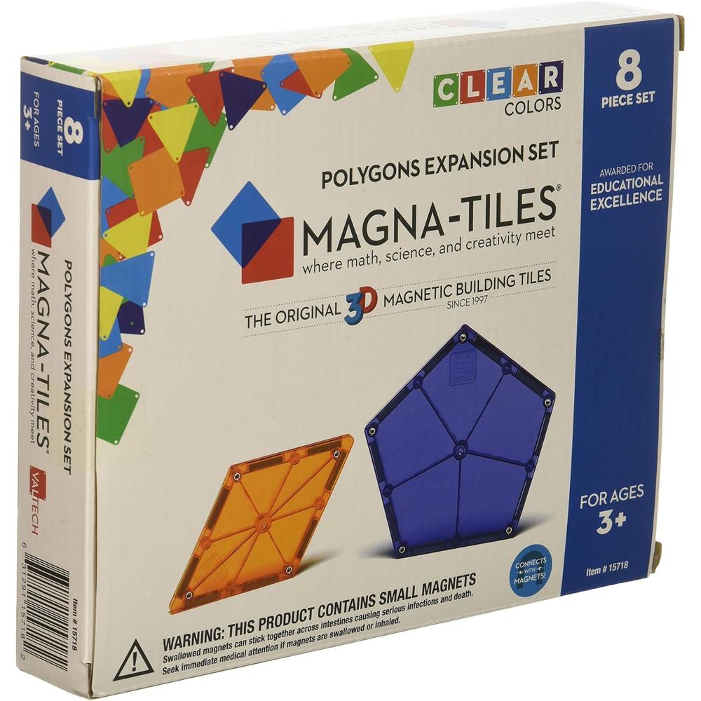 MAGNA-TILES - POLYGONS 8-PIEZAS EXPANSION SET DE CONSTRUCCIÓN MAGNÉTICO - 1