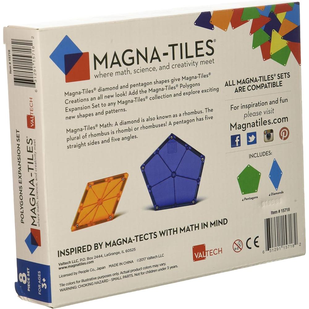 MAGNA-TILES - POLYGONS 8-PIEZAS EXPANSION SET DE CONSTRUCCIÓN MAGNÉTICO - 2