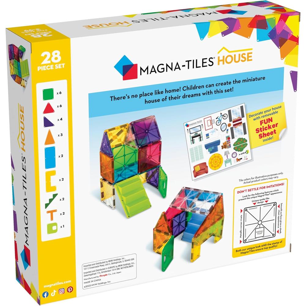 MAGNA-TILES - CASA 28-PIEZAS SET DE CONSTRUCCIÓN MAGNÉTICO - 2