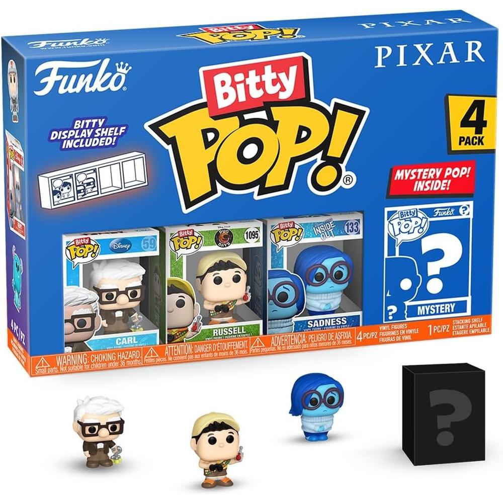 FUNKO POP | PACK DE 4 BITTY DE PIXAR (CARL, RUSSELL, TRISTEZA Y FIGURA SORPRESA) - 1