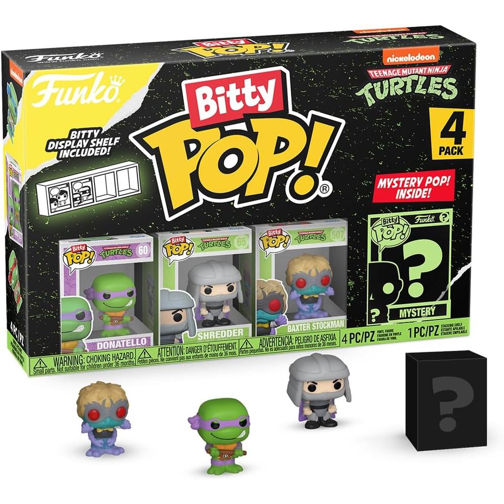 FUNKO POP | PACK DE 4 BITTY DE TORTUGAS NINJA (LEONARDO, SHREDDER, BAXTER Y FIGURA SORPRESA) - 1