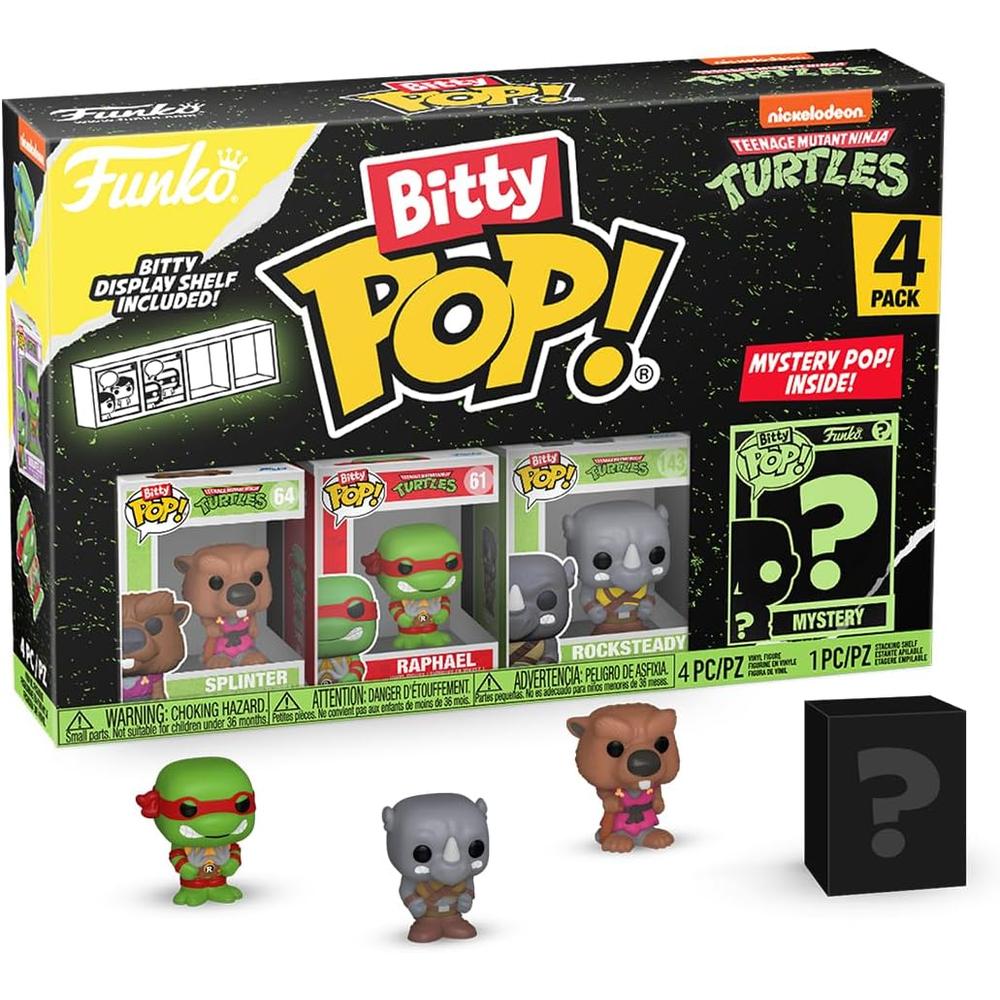 FUNKO POP | PACK DE 4 BITTY DE TORTUGAS NINJA ADOLESCENTES MUTANTES (SPLINTER, RAPHAEL, ROCKSTEADY Y FIGURA SORPRESA) - 1