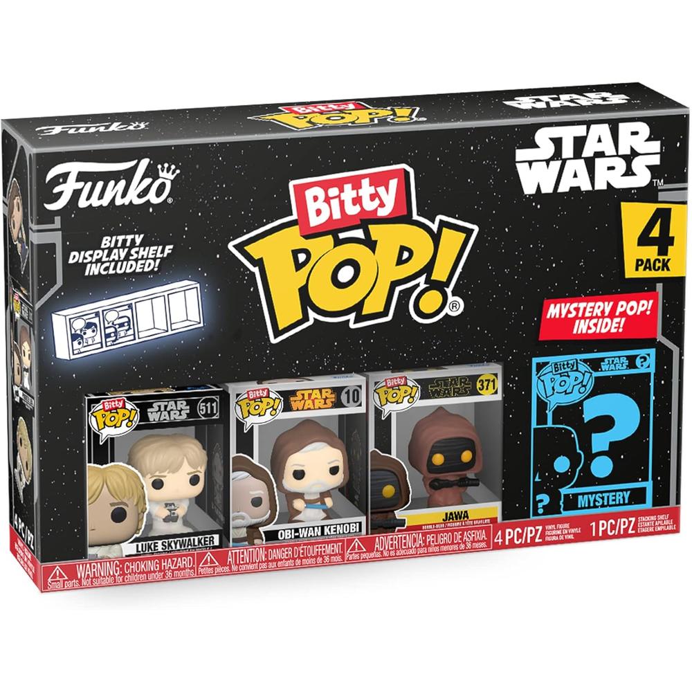 FUNKO POP | PACK DE 4 BITTY DE STAR WARS (LUKE SKYWALKER, OBI-WAN KENOBI, JAWA Y FIGURA SORPRESA) - 1