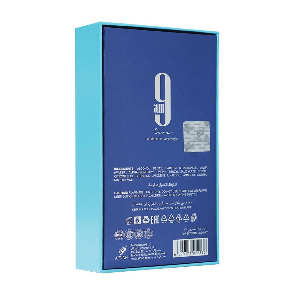 PERFUME AFNAN 9 AM DIVE EDP UNISEX 3.4 OZ / 100 ML - 4