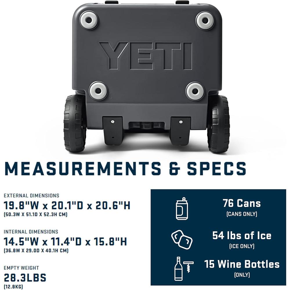 YETI ROADIE 48 COOLER CON RUEDAS Y MANGO RETRÁCTIL | GRIS - 4