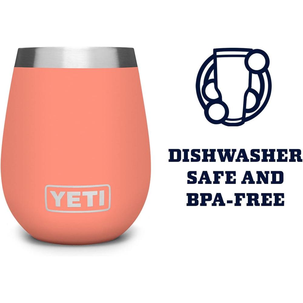 YETI RAMBLER VASO DE VINO DE 10 OZ DE ACERO INOXIDABLE CON TAPA MAGSLIDER | CORAL - 4