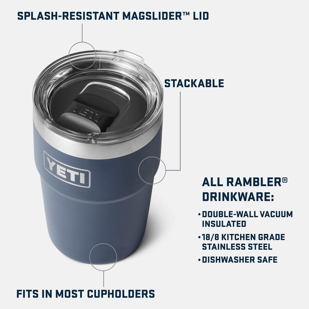 YETI RAMBLER VASO DE 16 OZ DE ACERO INOXIDABLE CON TAPA MAGSLIDER | NEGRO - 2