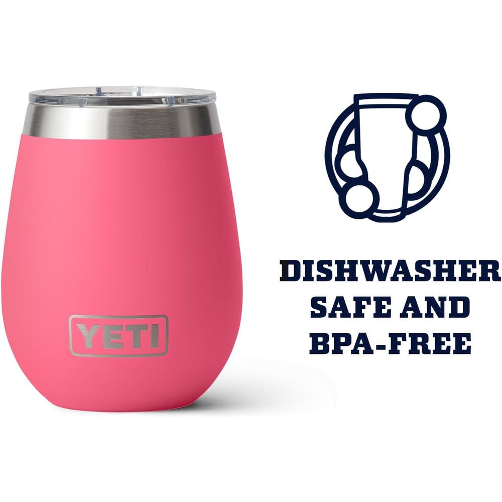 YETI RAMBLER VASO DE VINO DE 10 OZ DE ACERO INOXIDABLE CON TAPA MAGSLIDER | ROSA - 3