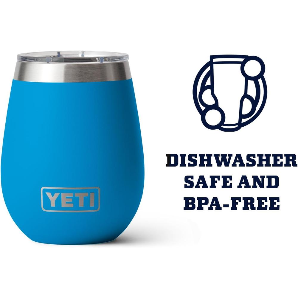 YETI RAMBLER VASO DE VINO DE 10 OZ DE ACERO INOXIDABLE CON TAPA MAGSLIDER | AZUL - 3