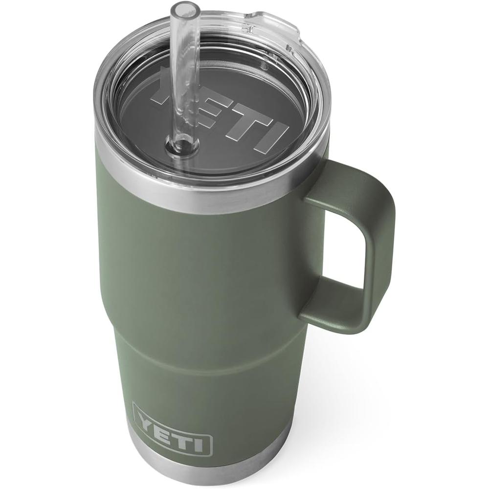 YETI RAMBLER VASO DE 25 OZ DE ACERO INOXIDABLE CON ASA Y TAPA CON SORBETE | VERDE OLIVO - 1