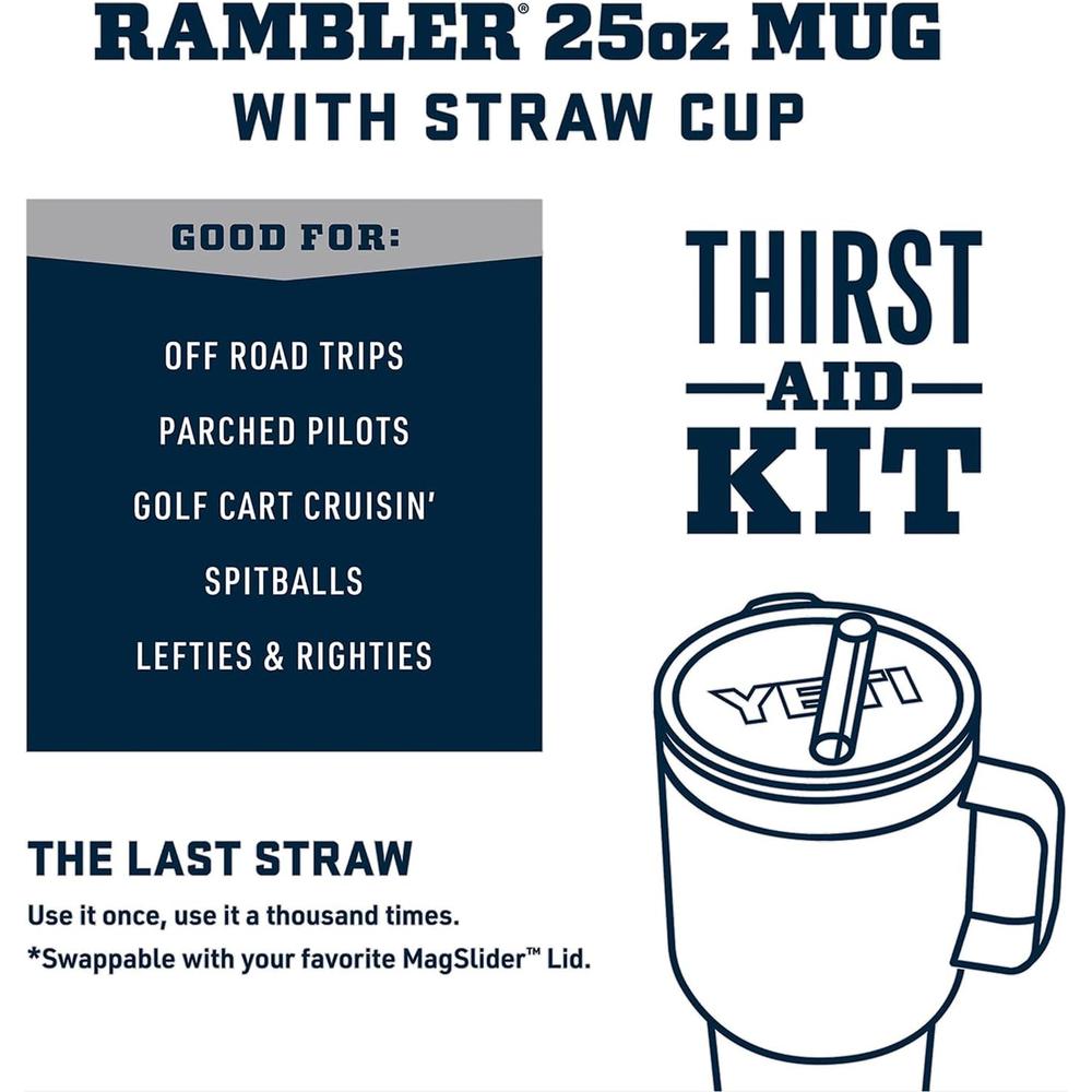 YETI RAMBLER VASO DE 25 OZ DE ACERO INOXIDABLE CON ASA Y TAPA CON SORBETE | VERDE OLIVO - 3