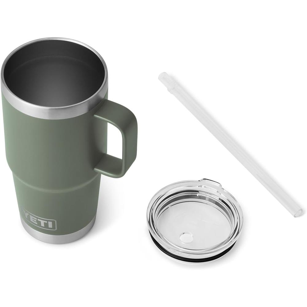 YETI RAMBLER VASO DE 25 OZ DE ACERO INOXIDABLE CON ASA Y TAPA CON SORBETE | VERDE OLIVO - 4