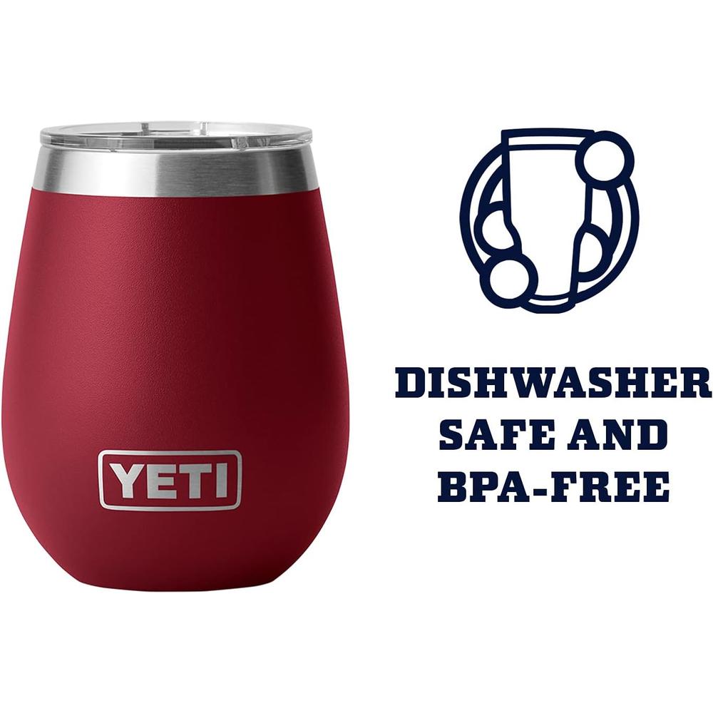 YETI RAMBLER VASO DE VINO DE 10 OZ DE ACERO INOXIDABLE CON TAPA MAGSLIDER | ROJO OSCURO - 4