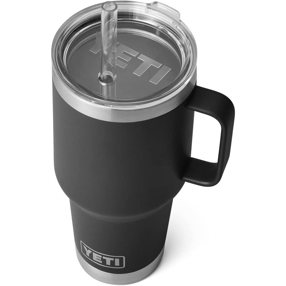 YETI RAMBLER VASO DE 35 OZ DE ACERO INOXIDABLE CON ASA Y TAPA CON SORBETE | NEGRO - 1