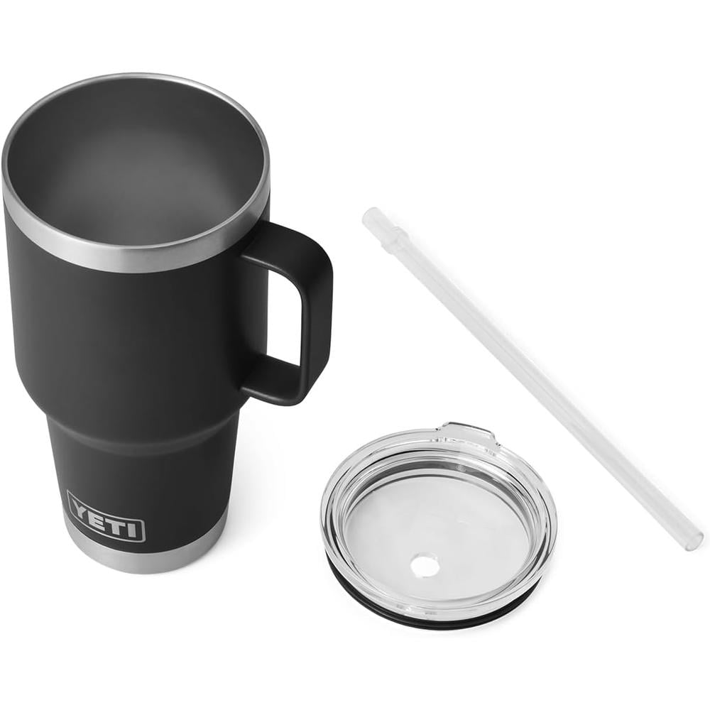 YETI RAMBLER VASO DE 35 OZ DE ACERO INOXIDABLE CON ASA Y TAPA CON SORBETE | NEGRO - 3