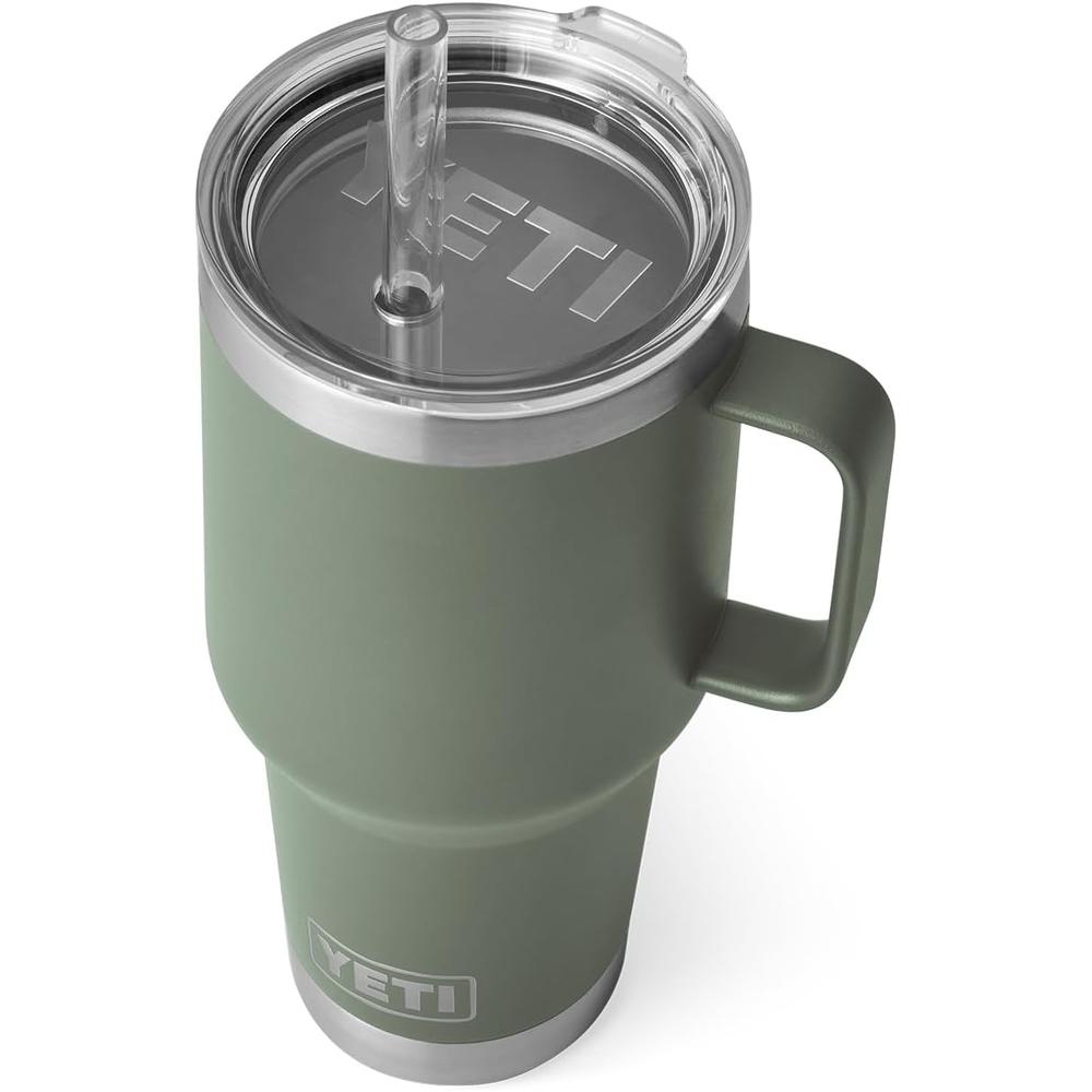 YETI RAMBLER VASO DE 35 OZ DE ACERO INOXIDABLE CON ASA Y TAPA CON SORBETE | VERDE OLIVO - 1