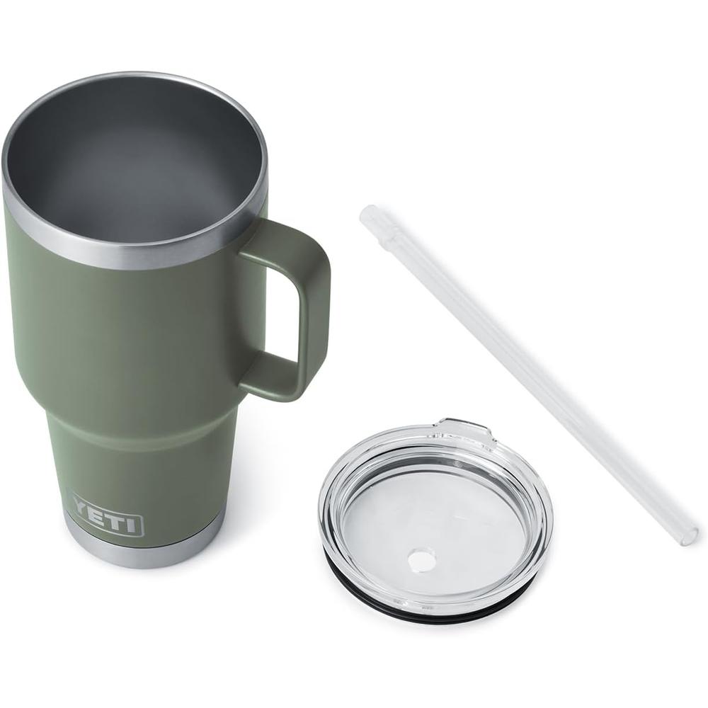 YETI RAMBLER VASO DE 35 OZ DE ACERO INOXIDABLE CON ASA Y TAPA CON SORBETE | VERDE OLIVO - 4