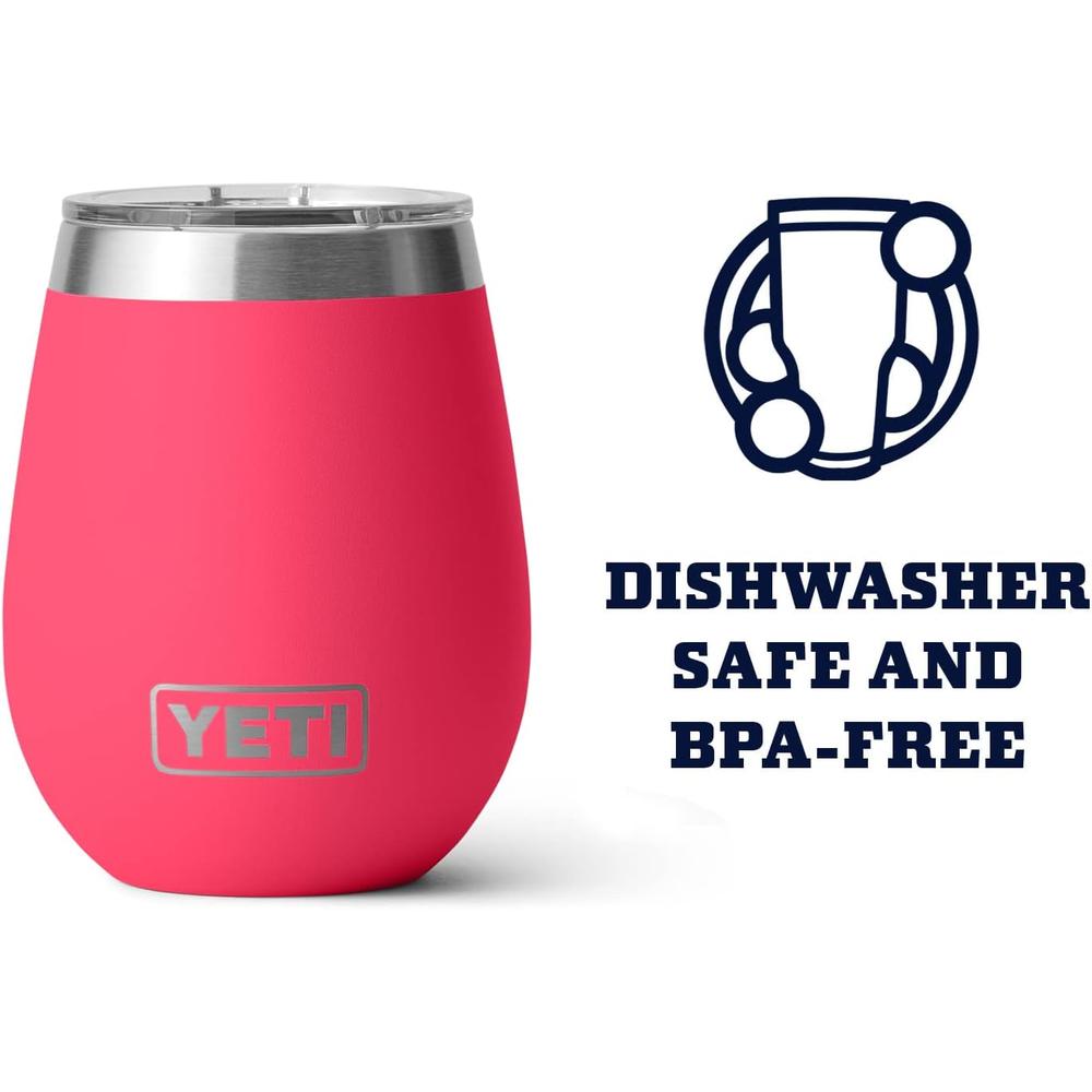 YETI RAMBLER VASO DE VINO DE 10 OZ DE ACERO INOXIDABLE CON TAPA MAGSLIDER | ROSA FUERTE - 4