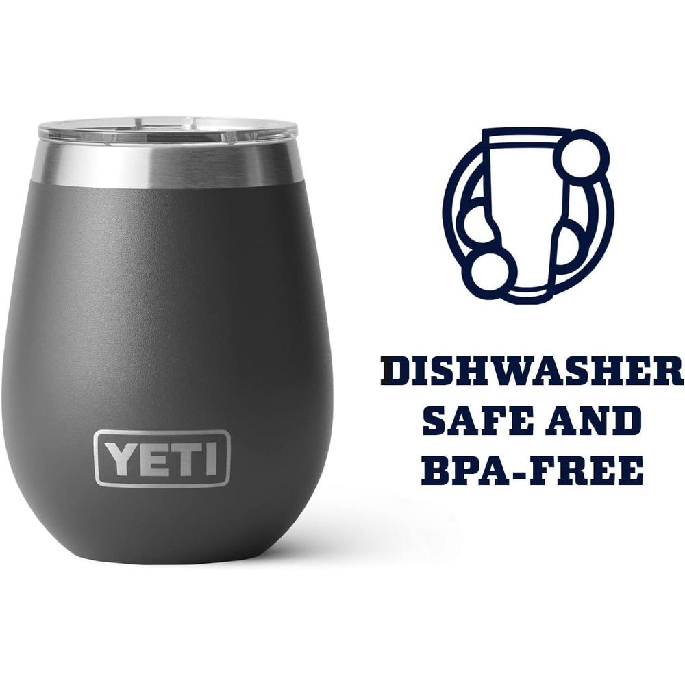 YETI RAMBLER VASO DE VINO DE 10 OZ DE ACERO INOXIDABLE CON TAPA MAGSLIDER | GRIS - 4