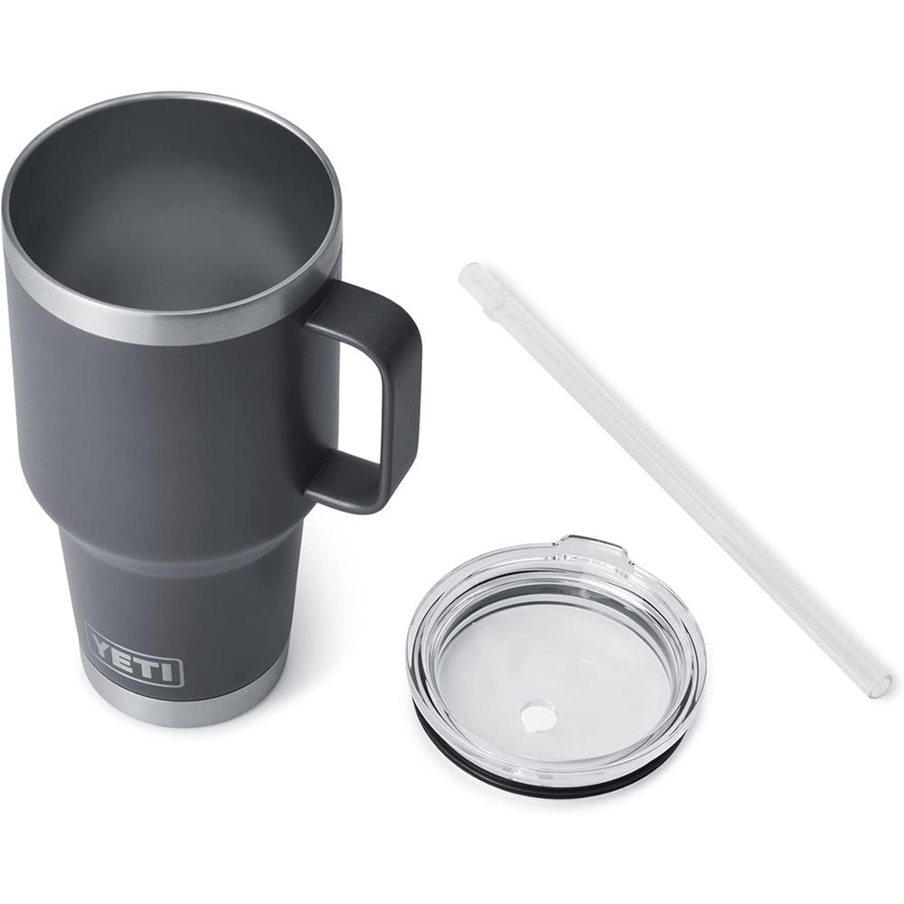 YETI RAMBLER VASO DE 35 OZ DE ACERO INOXIDABLE CON ASA Y TAPA CON SORBETE | GRIS - 3