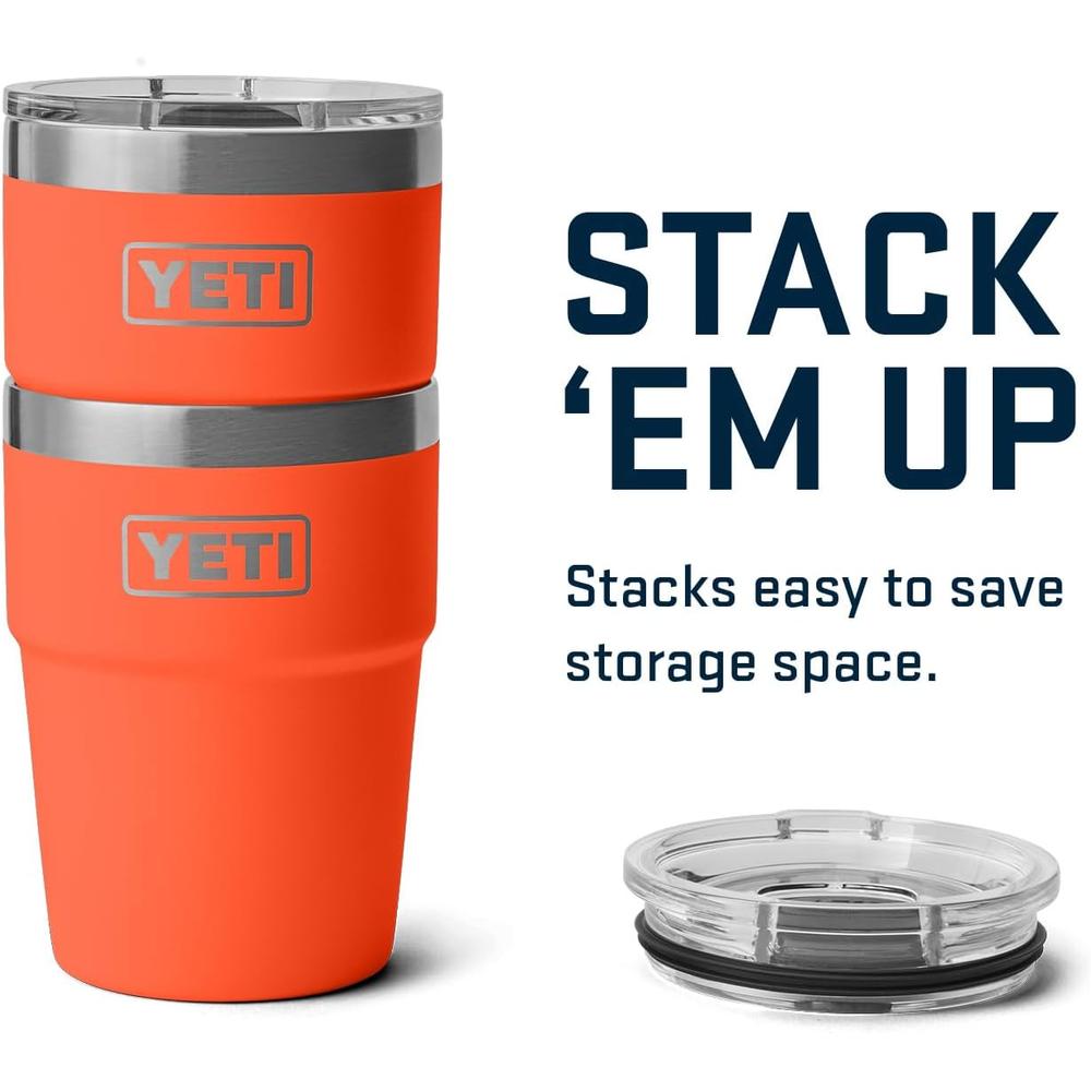 YETI RAMBLER VASO DE 16 OZ DE ACERO INOXIDABLE CON TAPA MAGSLIDER | NARANJA OSCURO - 6