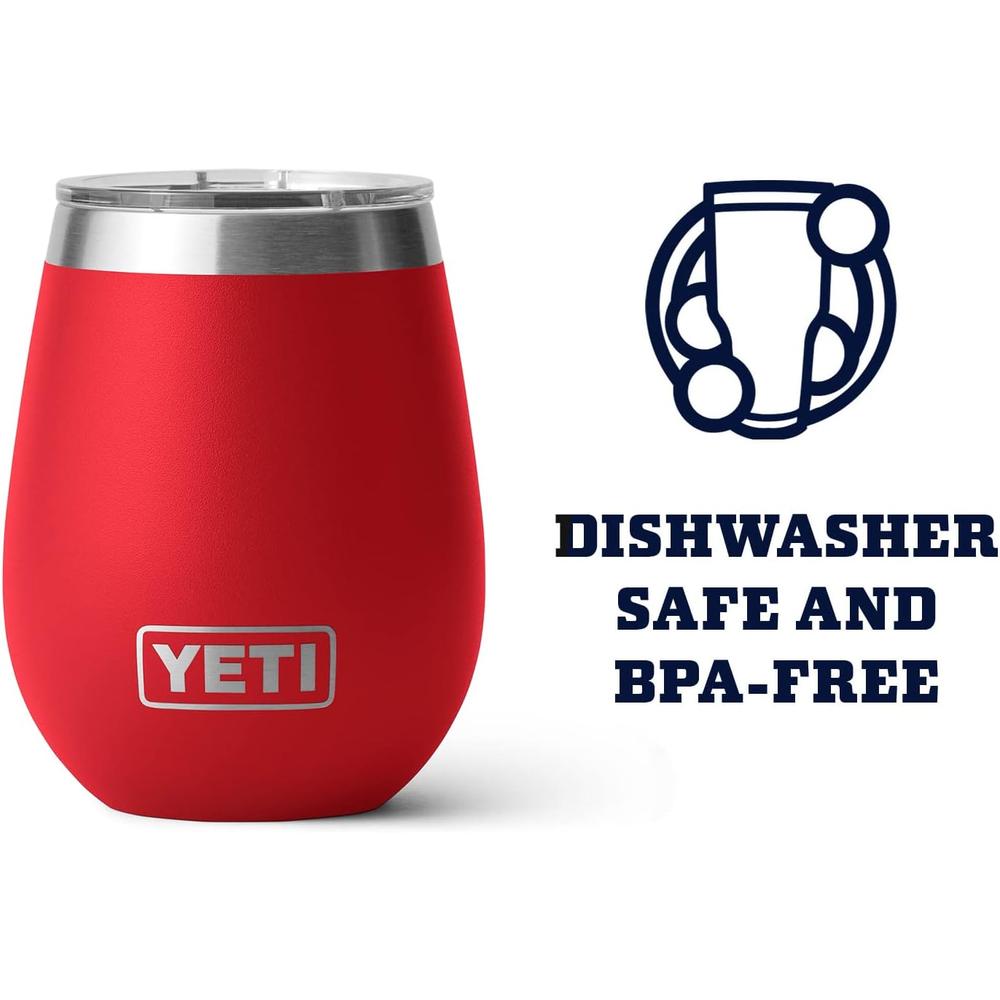 YETI RAMBLER VASO DE VINO DE 10 OZ DE ACERO INOXIDABLE CON TAPA MAGSLIDER | ROJO - 4