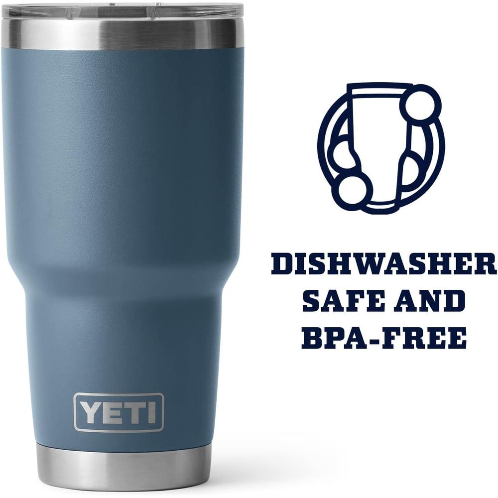 YETI RAMBLER VASO DE 30 OZ DE ACERO INOXIDABLE Y TAPA MAGSLIDER | AZUL ACERO - 4