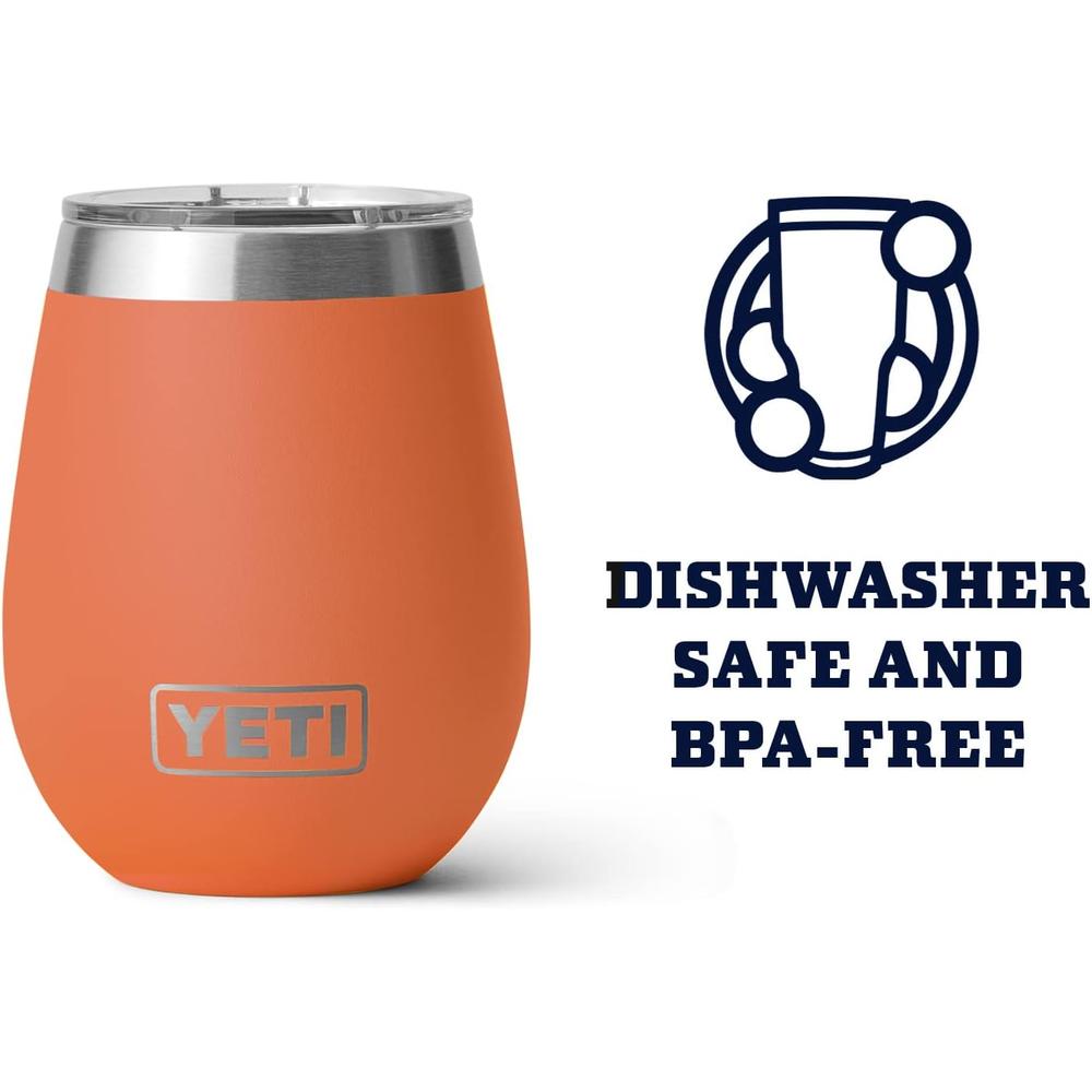 YETI RAMBLER VASO DE VINO DE 10 OZ DE ACERO INOXIDABLE CON TAPA MAGSLIDER | NARANJA ARCILLA - 4