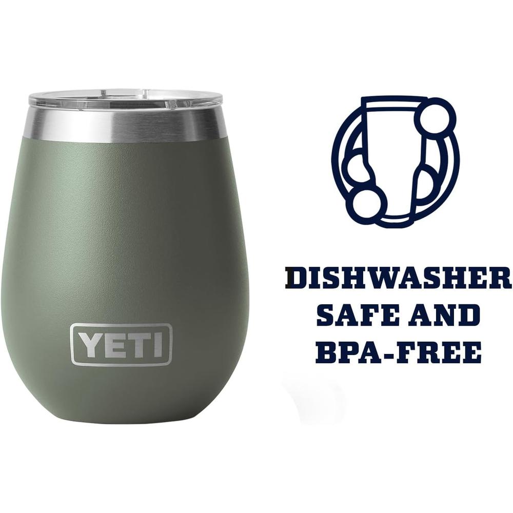 YETI RAMBLER VASO DE VINO DE 10 OZ DE ACERO INOXIDABLE CON TAPA MAGSLIDER | VERDE OLIVO - 4