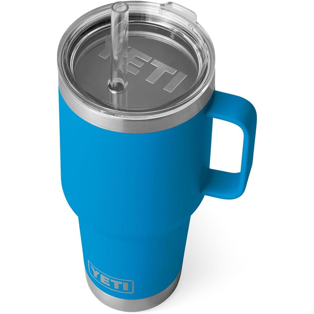 YETI RAMBLER VASO DE 35 OZ DE ACERO INOXIDABLE CON ASA Y TAPA CON SORBETE | AZUL - 1