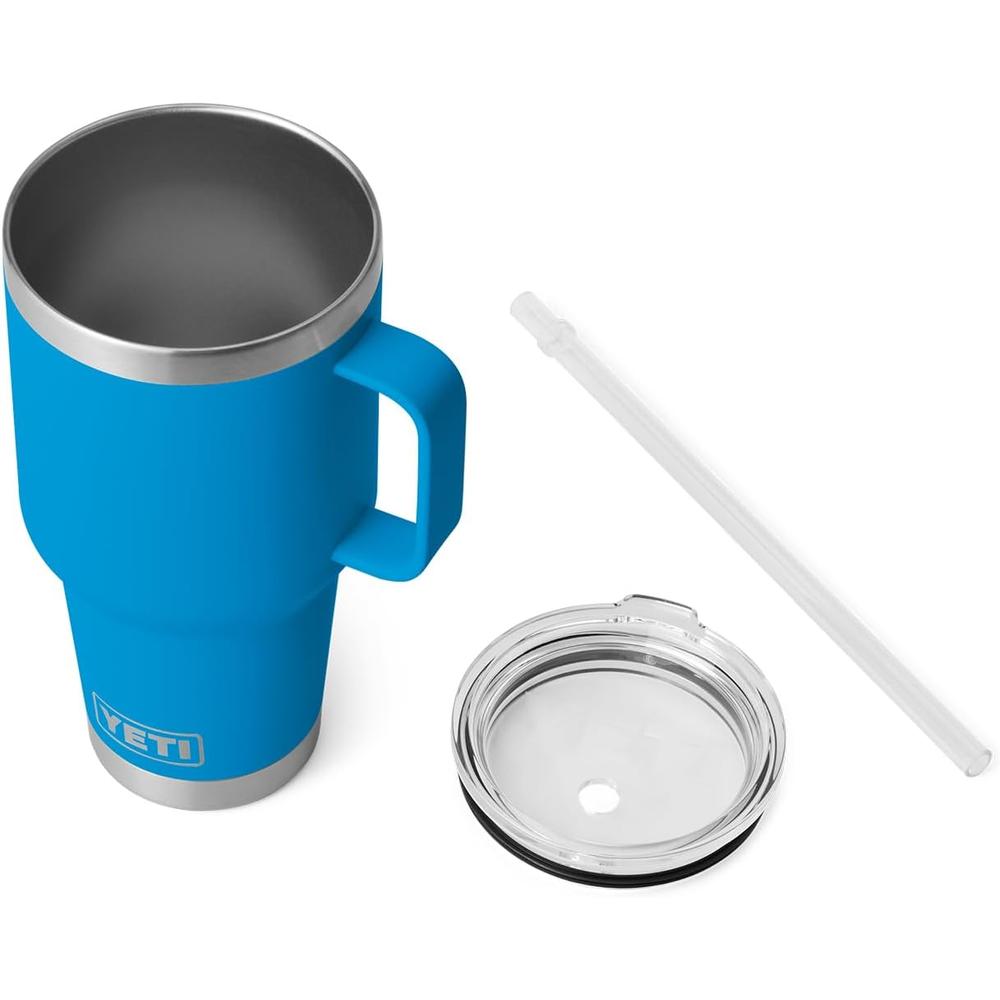 YETI RAMBLER VASO DE 35 OZ DE ACERO INOXIDABLE CON ASA Y TAPA CON SORBETE | AZUL - 4