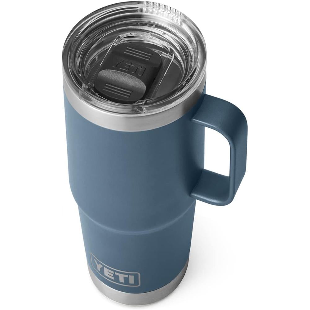 YETI RAMBLER VASO DE 20 OZ DE ACERO INOXIDABLE Y TAPA STRONGHOLD | AZUL ACERO - 1