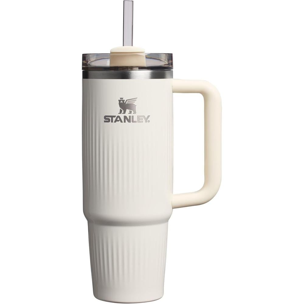 STANLEY QUENCHER H2.0 TUMBLER CON ASA Y PAJILLA 30 OZ | CREAM GLOSS STRIATED - 1