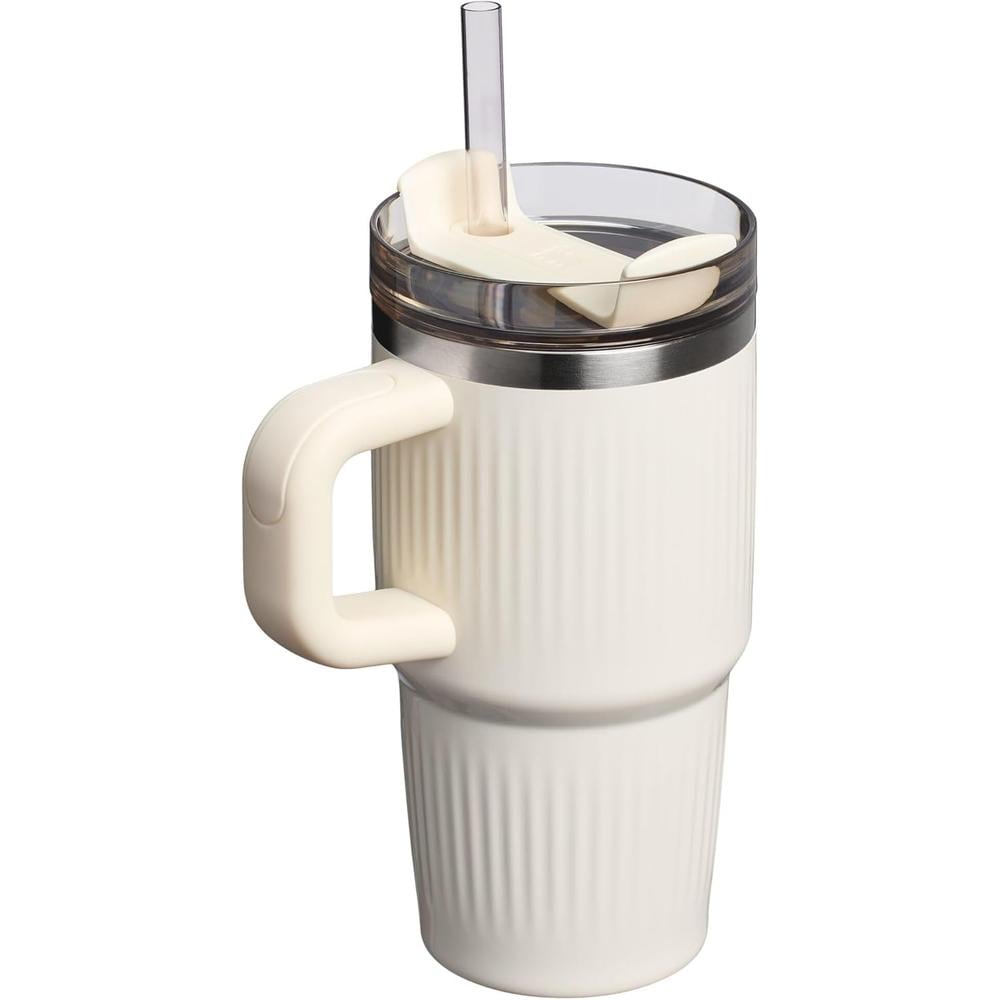 STANLEY QUENCHER H2.0 TUMBLER CON ASA Y PAJILLA 20 OZ | CREAM GLOSS STRIATED - 3