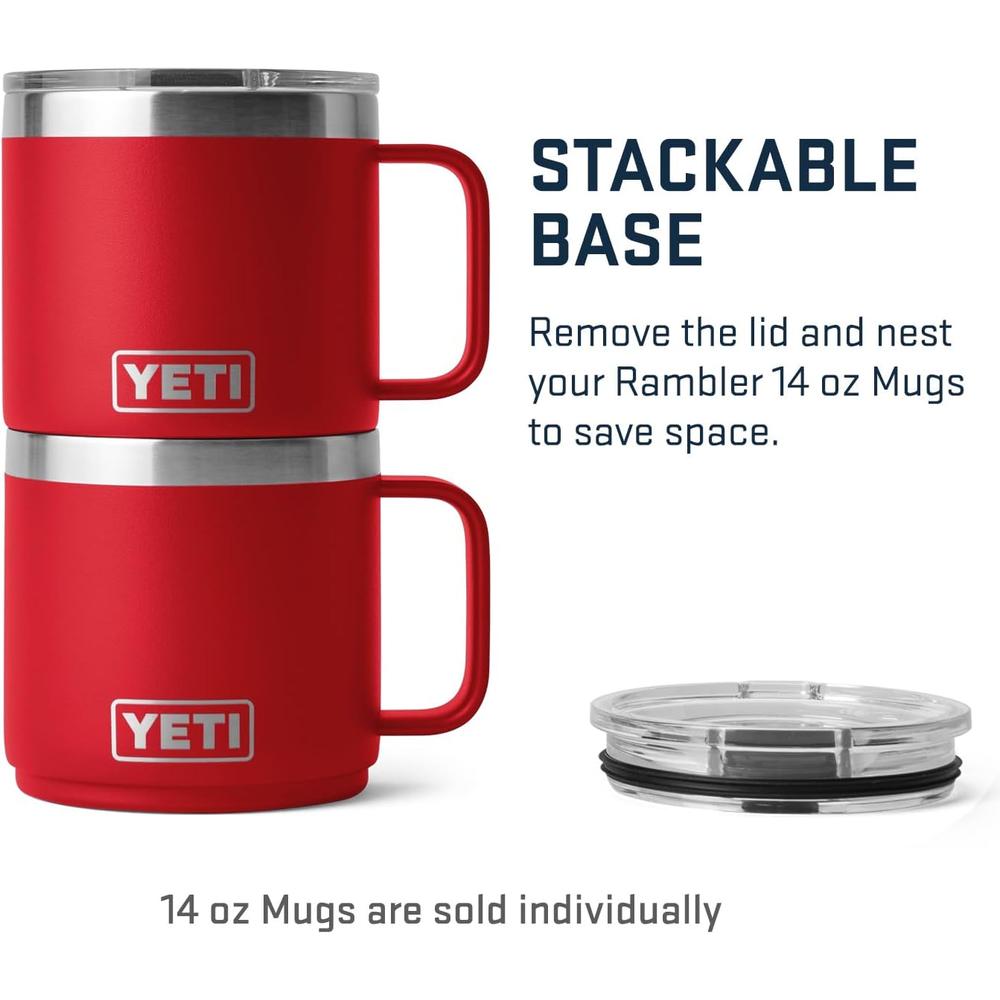YETI RAMBLER TAZA APILABLE CON TAPA MAGSLIDER DE 14 OZ | ROJO - 2