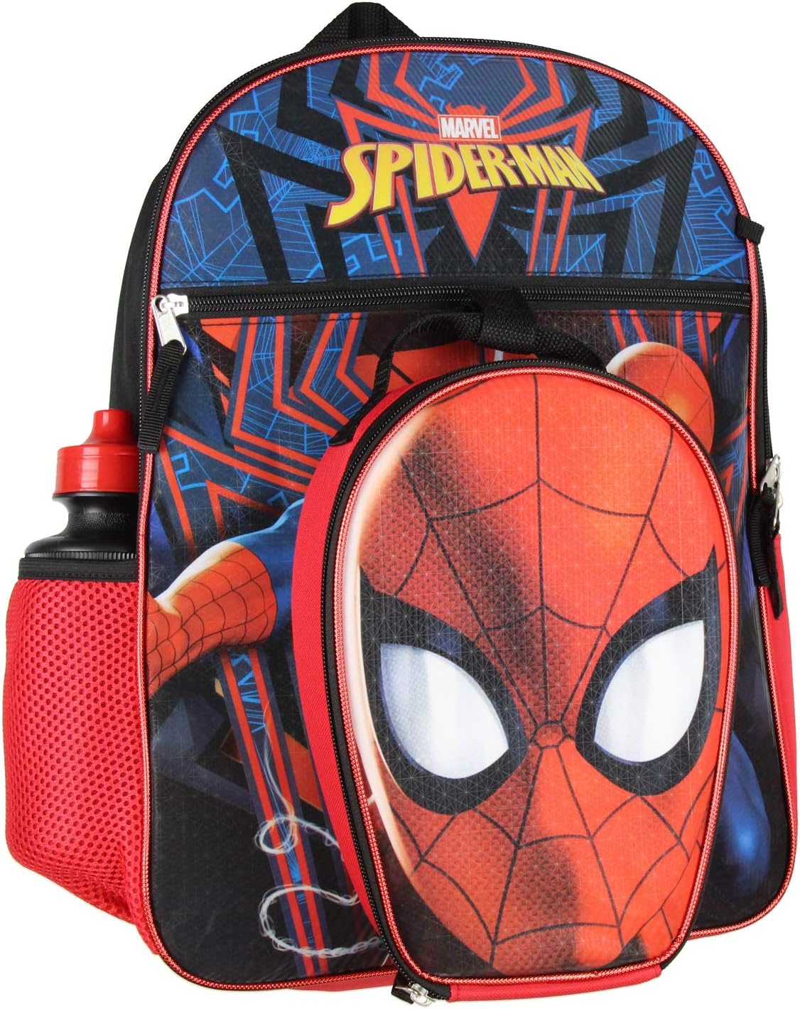 MARVEL SPIDER-MAN MOCHILA NIÑOS 16' 5PC BOTELLA DE AGUA ESCUELA COMBO SET, MULTICOLORIDO - 3