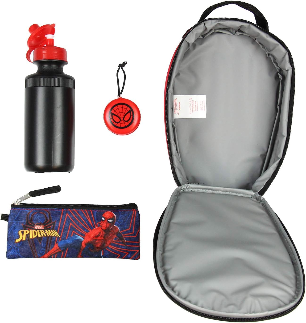 MARVEL SPIDER-MAN MOCHILA NIÑOS 16' 5PC BOTELLA DE AGUA ESCUELA COMBO SET, MULTICOLORIDO - 4