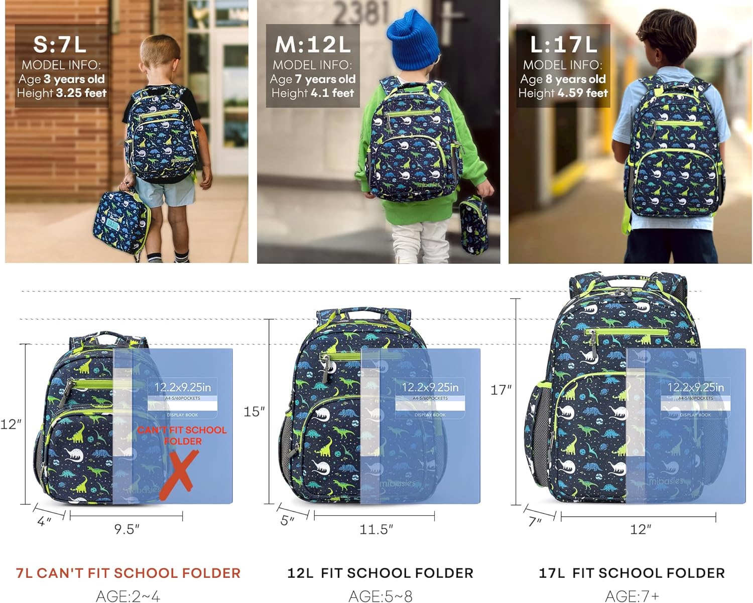 MOCHILA PARA NIÑOS Y NIÑAS, MOCHILA IDEAL PARA NIÑOS EN PREESCOLAR Y JARDÍN DE INFANTES, GALAXIA DINOSAURIO, 14L - 6
