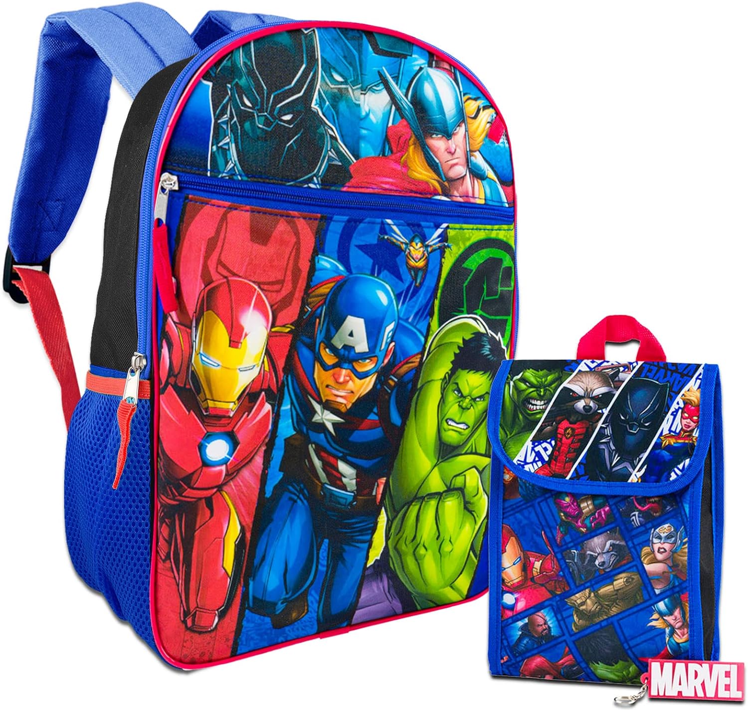 MOCHILA DE LOS VENGADORES DE MARVEL, LONCHERA Y SUMINISTROS ESCOLARES DE SPIDERMAN, PAQUETE CON 16 BOLSAS ESCOLARES. - 3