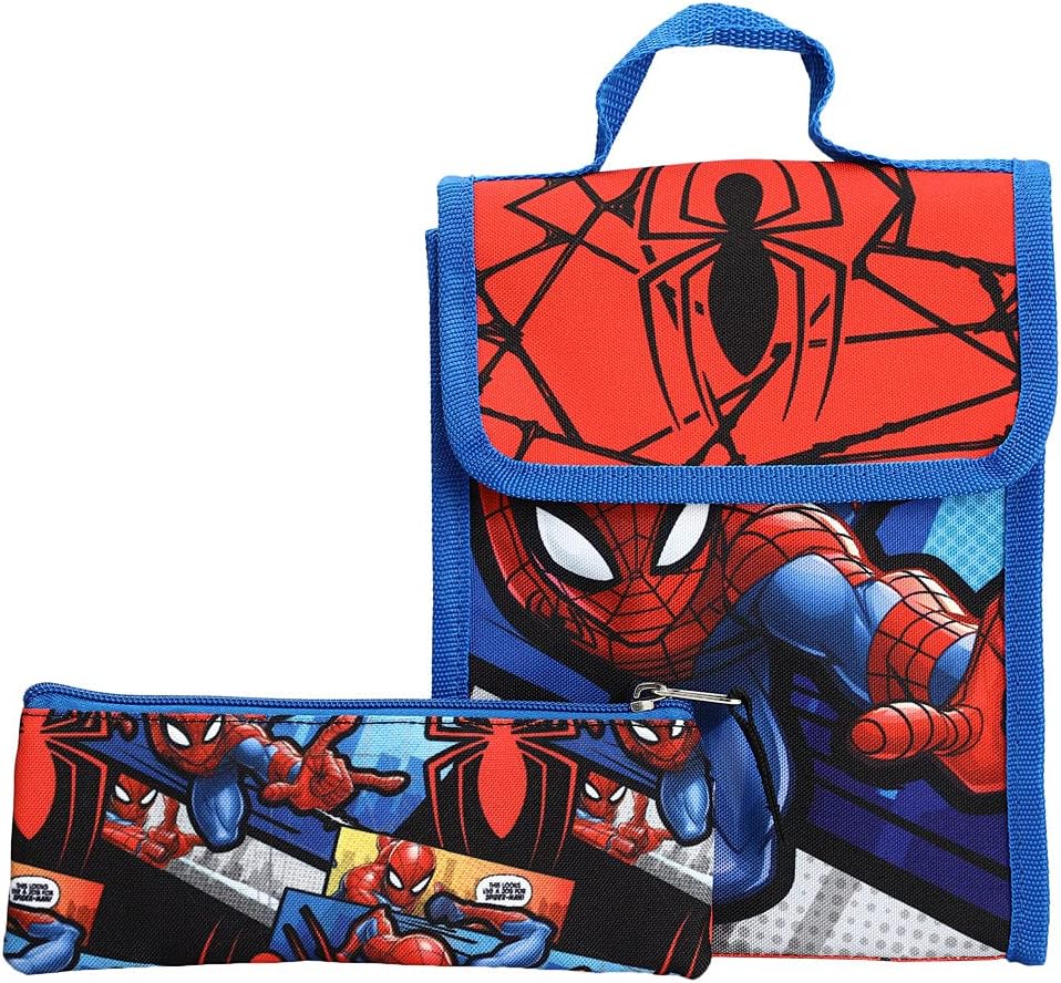 MARVEL SPIDERMAN MOCHILA ACCESORIOS JUEGO DE 6 PIEZAS PARA NIÑOS, AZUL, MOCHILA - 4