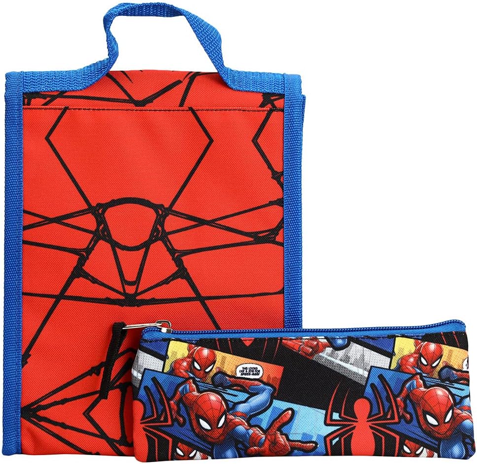MARVEL SPIDERMAN MOCHILA ACCESORIOS JUEGO DE 6 PIEZAS PARA NIÑOS, AZUL, MOCHILA - 5