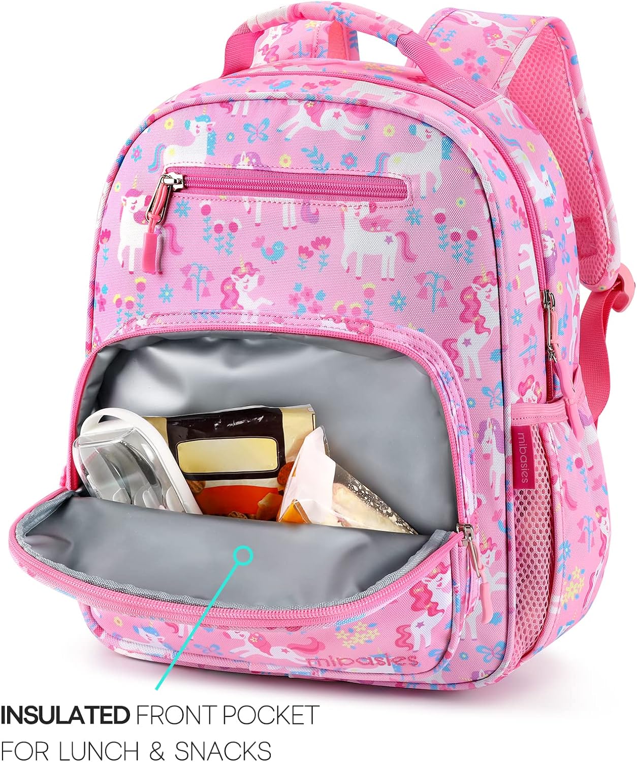 MOCHILA PARA NIÑOS Y NIÑAS, MOCHILA IDEAL PARA NIÑOS EN PREESCOLAR Y JARDÍN DE INFANTES, UNICORNIO DE FLORES, 14L - 4